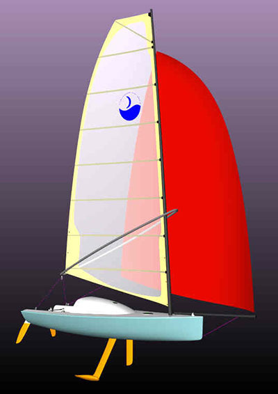 cat-rigged sail boat