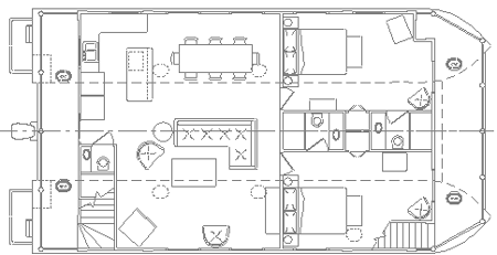 luxury houseboat interior blueprint